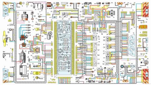 Схема электрооборудования ВАЗ-2108, 2109, 21099, 2113, 2114, 2115 с европанелью.
